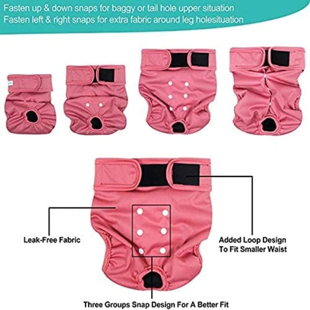 پوشک سگ زنانه و مردانه قابل شستشو یونیورسال هپی شاپر (3 عددی) UHS بسیار جاذب، پوشک سگ پریمیوم قابل استفاده مجدد، لباس زیر سگ - سایز XXL - قرمز، بنفش، مشکی
