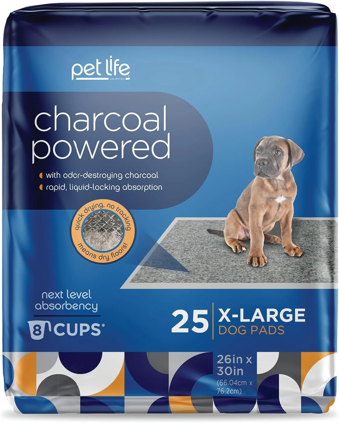 پدهای جاذب ادرار سگ Pet Life Unlimited با زغال فعال، سایز خیلی بزرگ، پد ادرار برای سگ ها، پد آموزش سگ - پدهای ادرار سگ بدون عطر و کنترل کننده بو - 66 در 76 سانتیمتر - 25 عدد (XL)