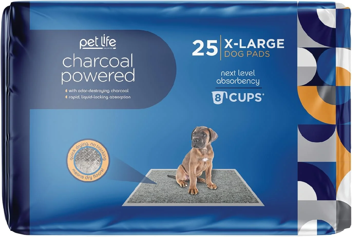 پدهای جاذب ادرار سگ Pet Life Unlimited با زغال فعال، سایز خیلی بزرگ، پد ادرار برای سگ ها، پد آموزش سگ - پدهای ادرار سگ بدون عطر و کنترل کننده بو - 66 در 76 سانتیمتر - 25 عدد (XL)