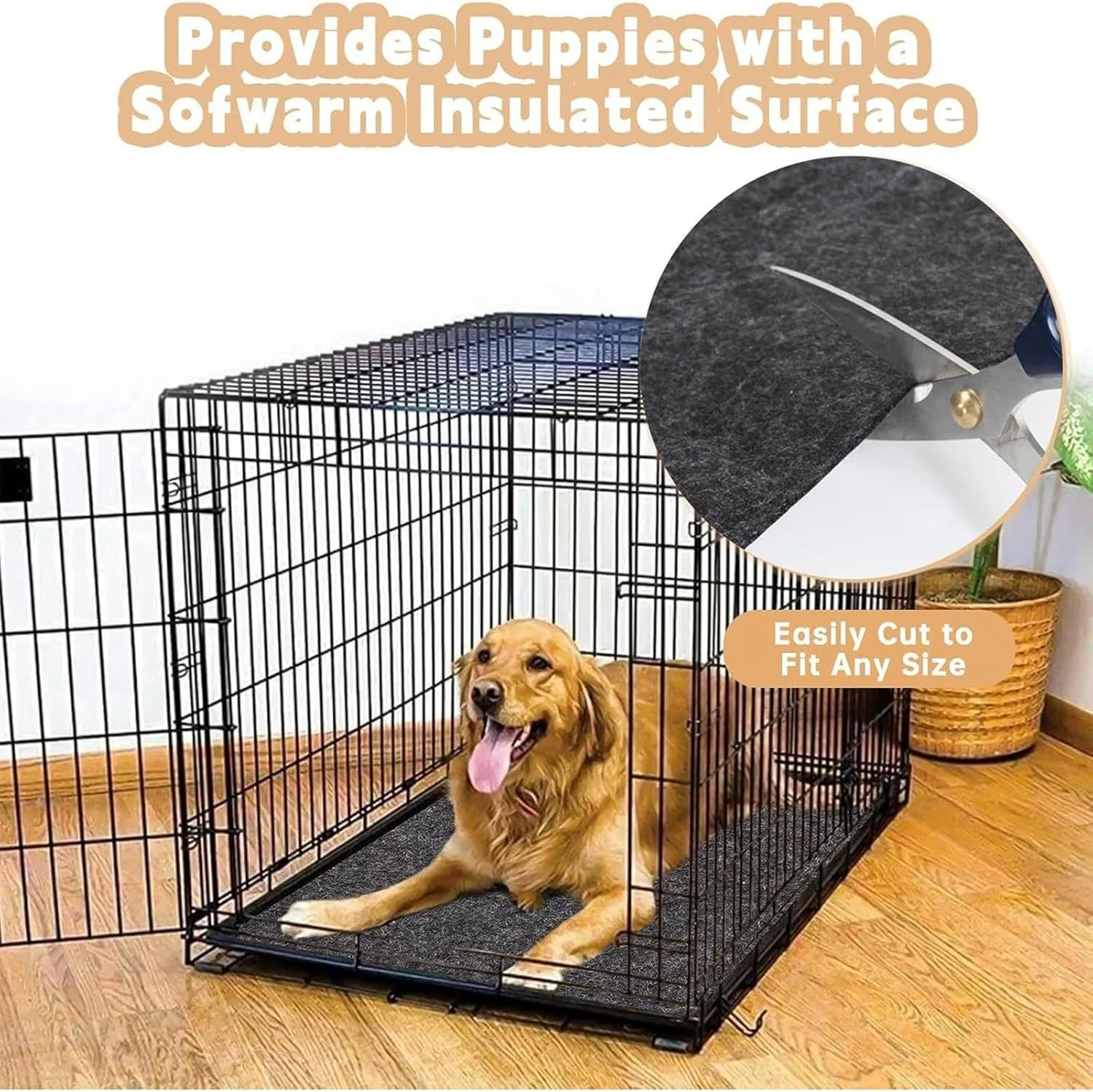 محافظ کف قفس سگ | زیرانداز قفس و لانه سگ برای محافظت از کف - پد ضد لغزش، قابل استفاده مجدد، جذب سریع ادرار، مناسب برای بازی و آموزش