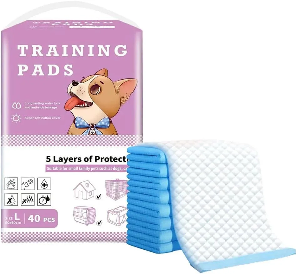 پدهای آموزشی فوق جاذب برای حیوانات خانگی - محافظت 5 لایه ضد نشت، 60x60 سانتی متر، بسته 40 عددی
