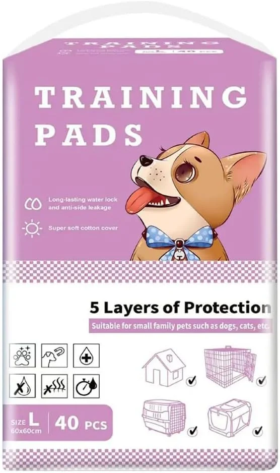 پدهای آموزشی فوق جاذب برای حیوانات خانگی - محافظت 5 لایه ضد نشت، 60x60 سانتی متر، بسته 40 عددی