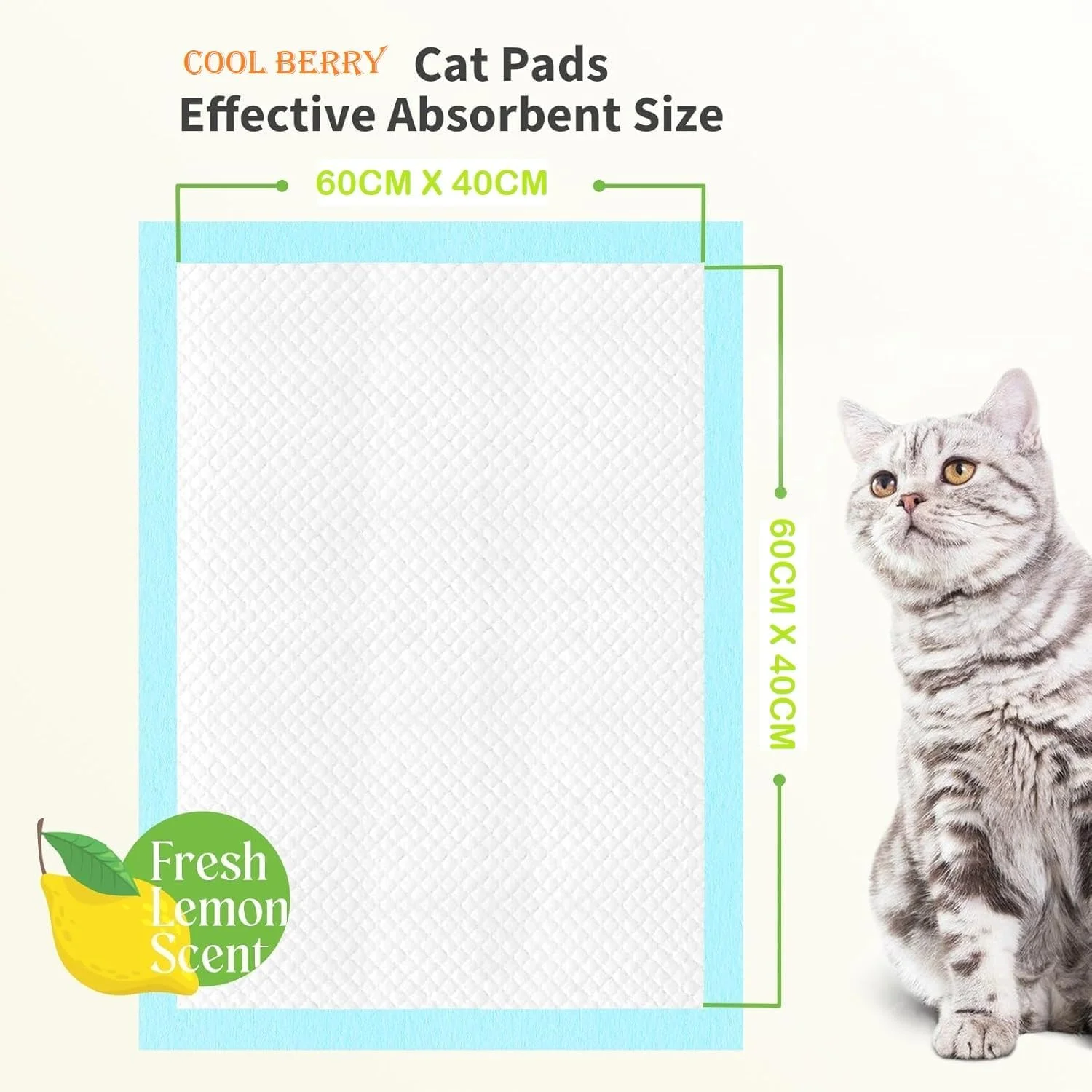 پد ادرار گربه، 25 عدد در 1 بسته، 60 در 40 سانتی متر | فوق العاده جاذب، ضد نشت، ضد لغزش، خشک شدن سریع | ایده آل برای جعبه های بستر، قفس ها، کنترل بو، آموزش دستشویی و محافظت عالی از کف.
