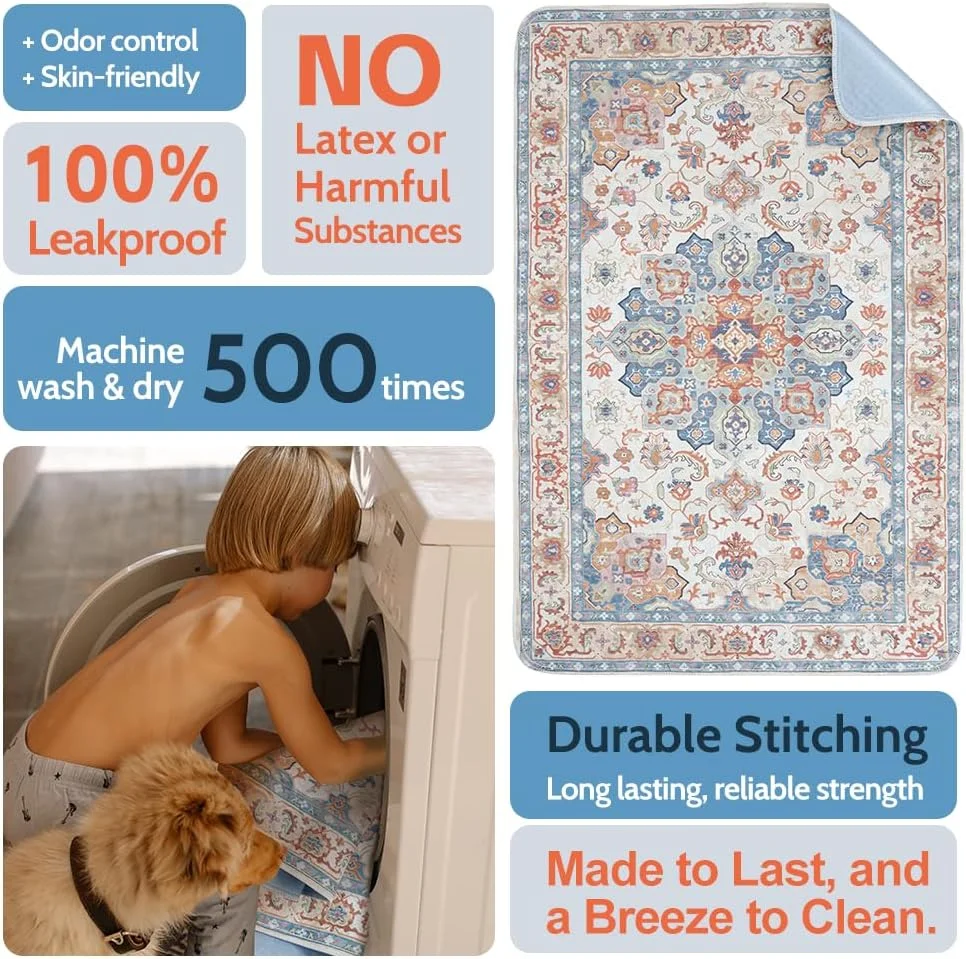 پدهای ادرار شوی سگ Uligota، بسته 2 عددی پدهای آموزشی توله سگ قابل استفاده مجدد 48"x32"، پدهای آموزشی سگ ضد آب فوق العاده جاذب، پدهای دستشویی غیر لغزنده برای کف، قفس، مبل، لوازم حیوانات خانگی