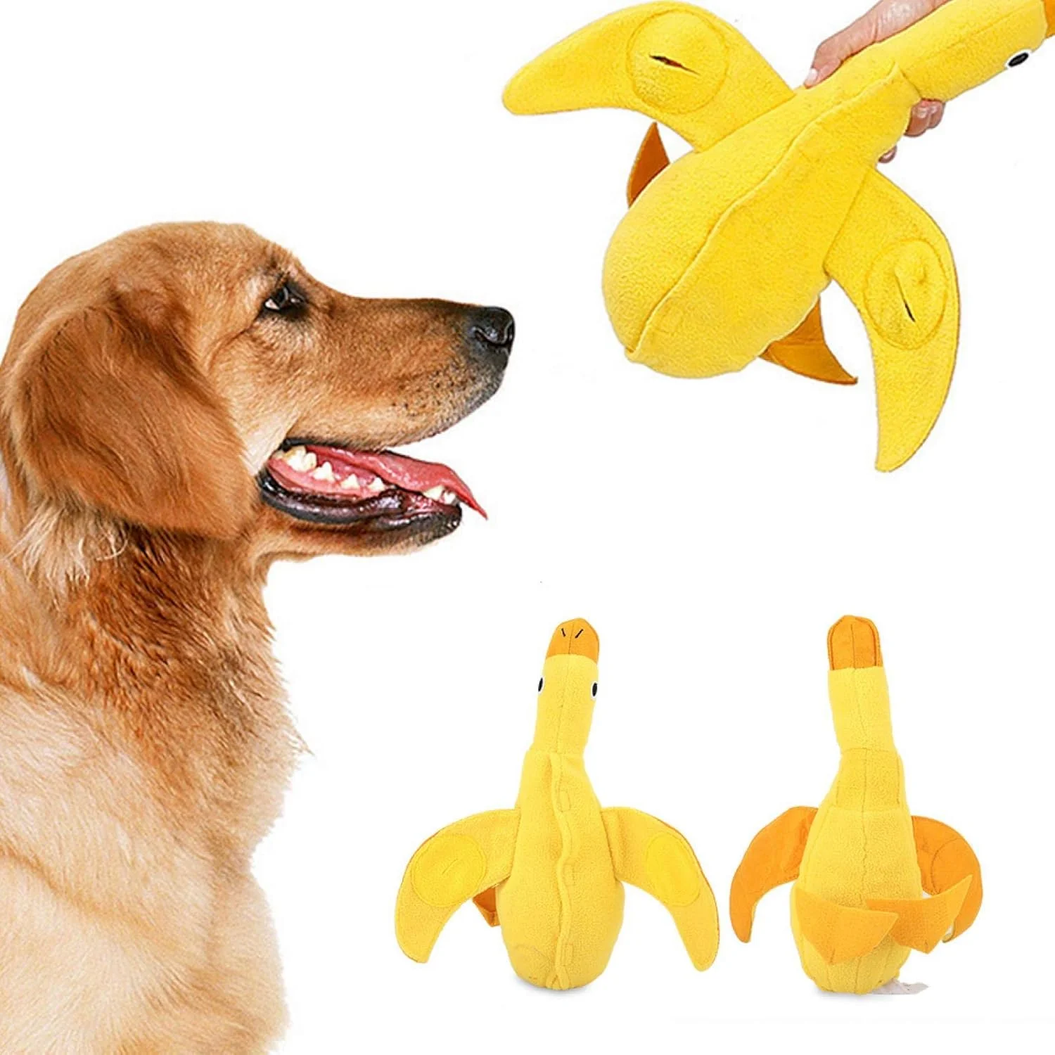 اسباب بازی جویدنی توله سگ، اردک زرد آموزشی، حفظ سلامتی، تسکین خانگی برای حیوانات خانگی، سگ های باغ