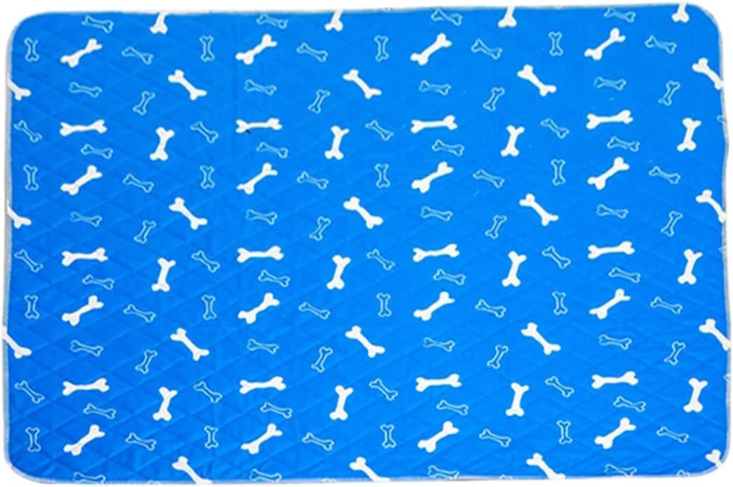 پد آموزشی حیوانات خانگی، پد ادرار سگ، ضد آب، قابل شستشو، قابل استفاده مجدد با طرح استخوان، جذب فوق العاده برای توله سگ، سگ خانگی، آبی، سایز بزرگ، تخت سگ، مبلمان، تشک سگ