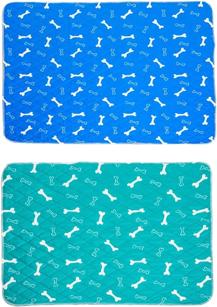 پد آموزشی حیوانات خانگی، پد ادرار سگ، ضد آب، قابل شستشو، قابل استفاده مجدد با طرح استخوان، جذب فوق العاده برای توله سگ، سگ خانگی، آبی، سایز بزرگ، تخت سگ، مبلمان، تشک سگ