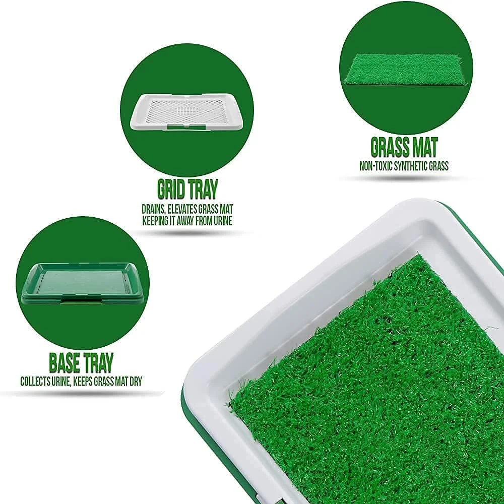 پد آموزش ادرار سگ قابل شستشو و استفاده مجدد PAZIMIIK با چمن مصنوعی برای منزل، باغ، فضای باز، توالت سگ، پد آموزش ادرار سگ، پد سگ با سینی، مناسب برای سگ های بزرگ