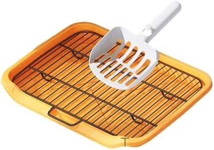 سینی دستشویی سگ، سینی توالت توری آموزش ادرار، سینی آموزش توالت حیوانات خانگی با بیلچه، توالت آموزش سگ قابل شستشو و جداشدنی، سینی پد توری سگ برای سگ های کوچک، متوسط و بزرگ