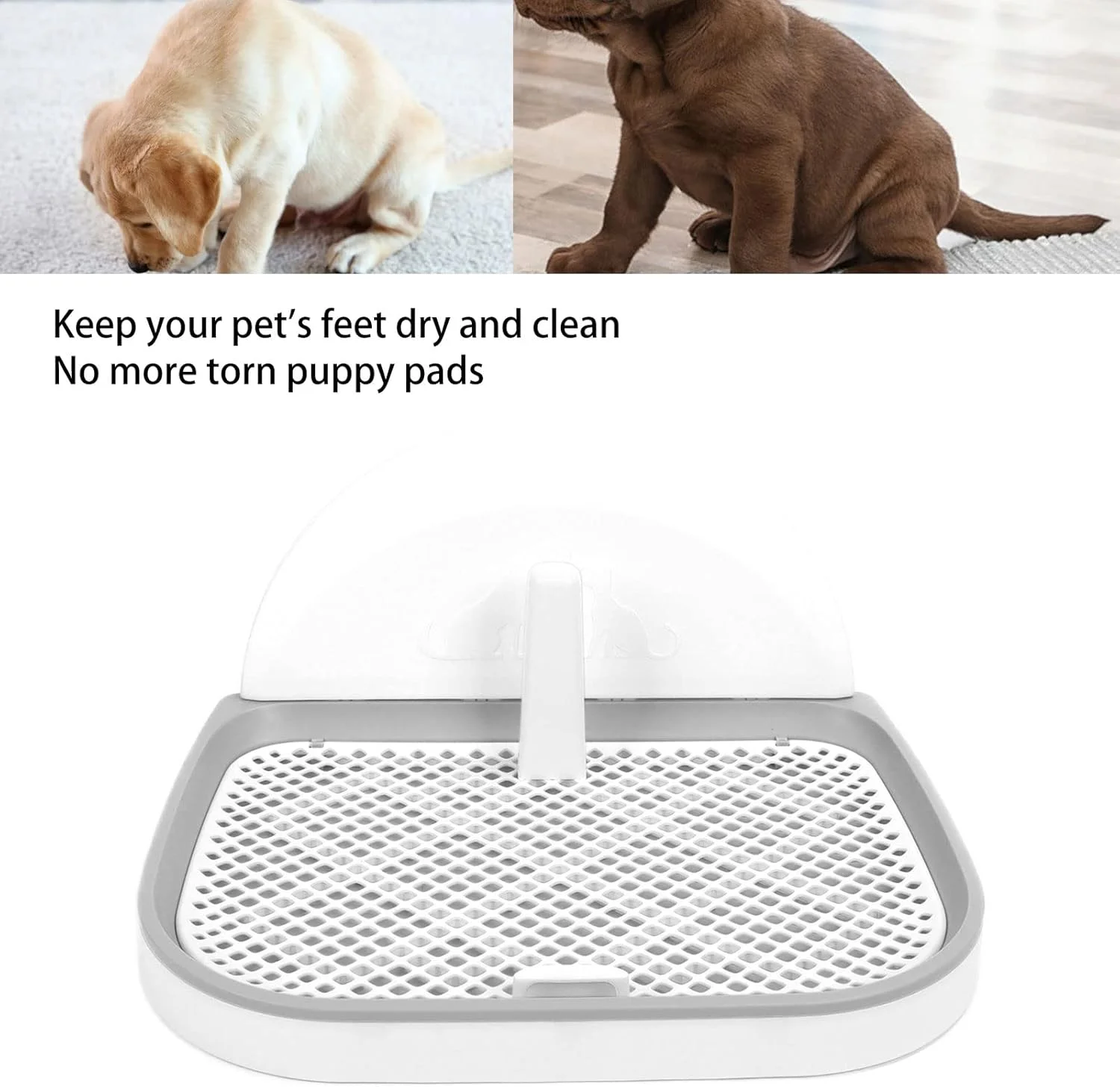 توالت آموزشی سگ، سینی توالت حصاردار با پوشش دیواری، نگهدارنده پد آموزشی، محافظت از کف، نگهدارنده پد سگ (خاکستری)