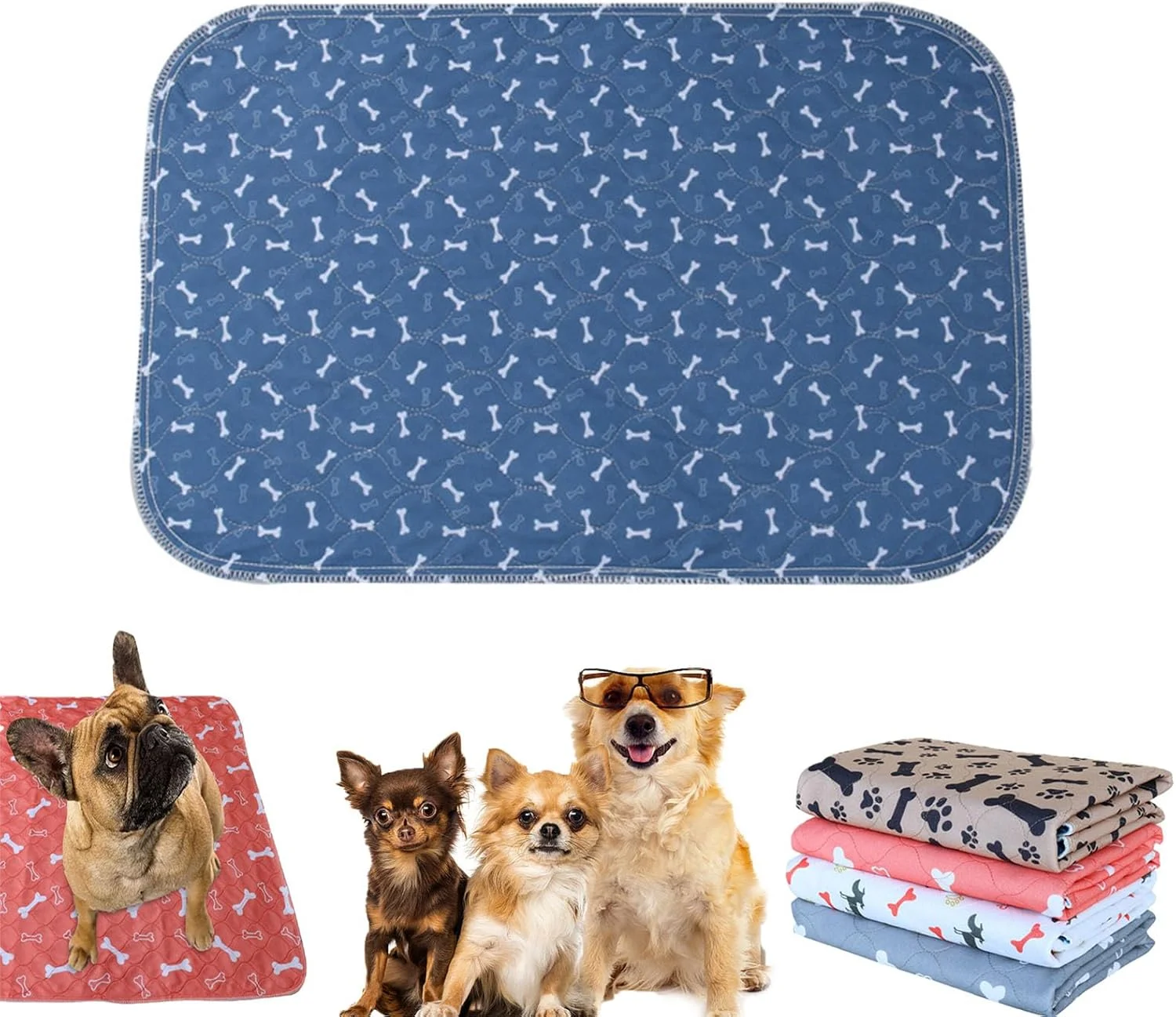 پد ادرار نهایی سگ، پد ادرار فوق العاده جاذب، پد ادرار قابل شستشو، پد آموزشی حیوانات خانگی، پد ادرار قابل استفاده مجدد برای سگ (آبی، 80 X 90 سانتی متر)