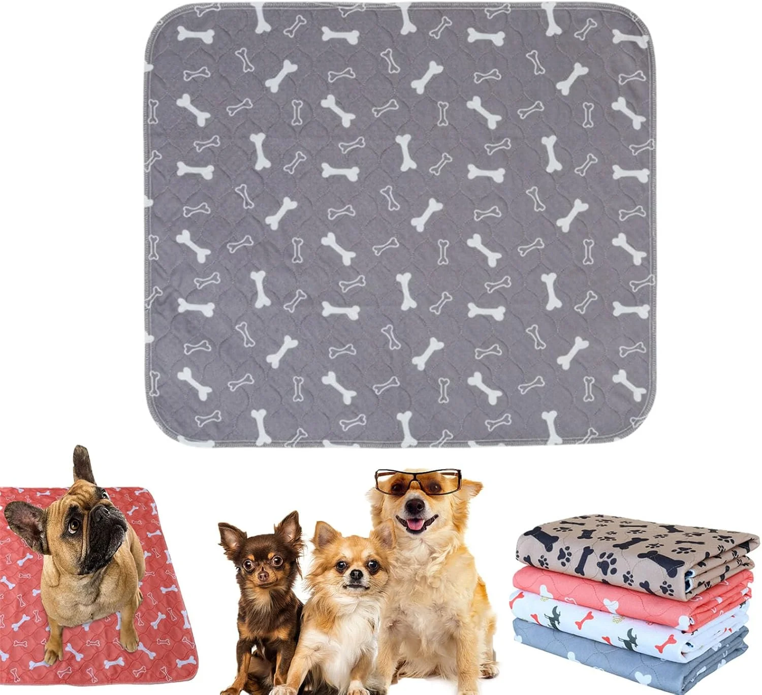 پد ادرار نهایی سگ، پد ادرار فوق العاده جاذب، پد ادرار قابل شستشو، پد آموزشی حیوانات خانگی، پد ادرار قابل استفاده مجدد برای سگ (خاکستری، 80 X 90 سانتی متر)