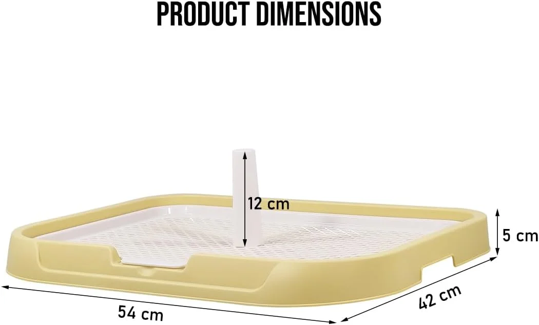 توالت آموزش ادرار سگ برای نژادهای متوسط تا بزرگ، نگهدارنده پد ادرار سگ پلاستیکی با ستون، و طراحی توری قابل جابجایی، سینی توالت سگ جداشدنی و آسان تمیز شونده 54 سانتی متر (زرد)