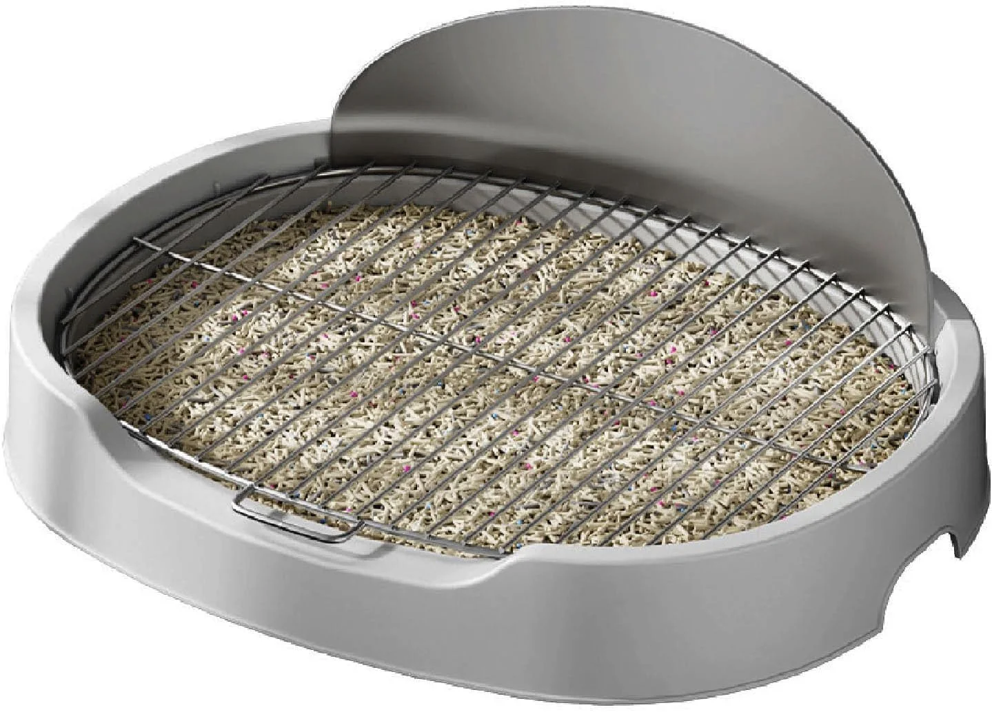 توالت آموزشی سگ برای توله سگ و سگ های کوچک، 51x42x18 سانتی متر، نگهدارنده پد ادرار توله سگ با دیوار محافظ، سینی آموزش ادرار توری، توالت سگ (خاکستری)