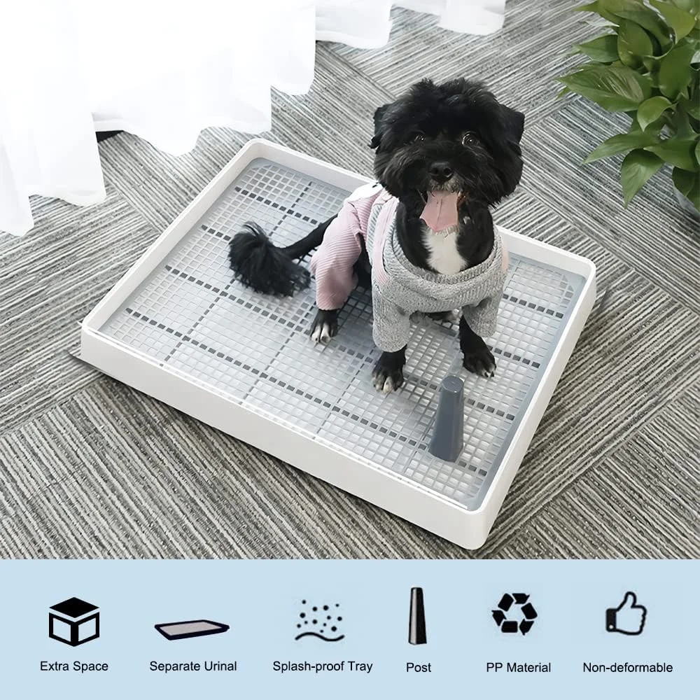 سینی توالت سگ پد آموزش ادرار حیوانات خانگی توالت ادرار توله سگ سرپوشیده با نگهدارنده ستون شبیه سازی شده، بدون نشتی قابل شستشو بدون بو حصیر ادرار سگ کوچک متوسط ​​مربی توالت توری قابل حمل گربه خرگوش