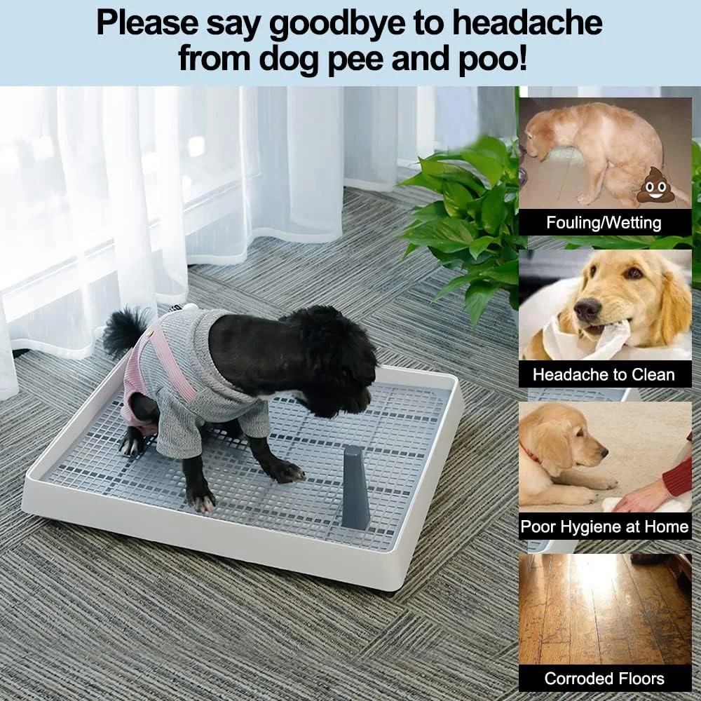 سینی توالت سگ پد آموزش ادرار حیوانات خانگی توالت ادرار توله سگ سرپوشیده با نگهدارنده ستون شبیه سازی شده، بدون نشتی قابل شستشو بدون بو حصیر ادرار سگ کوچک متوسط ​​مربی توالت توری قابل حمل گربه خرگوش