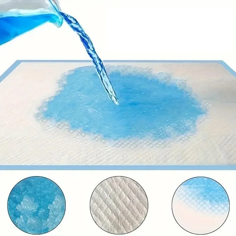 پدهای آموزشی برای سگ ها و توله سگ ها، طراحی 5 لایه ضد نشت با سطح خشک شونده سریع، پدهای توله سگ، زیرانداز آموزشی پی پی، بسته 50 عددی، آبی، 60 × 60 سانتی متر