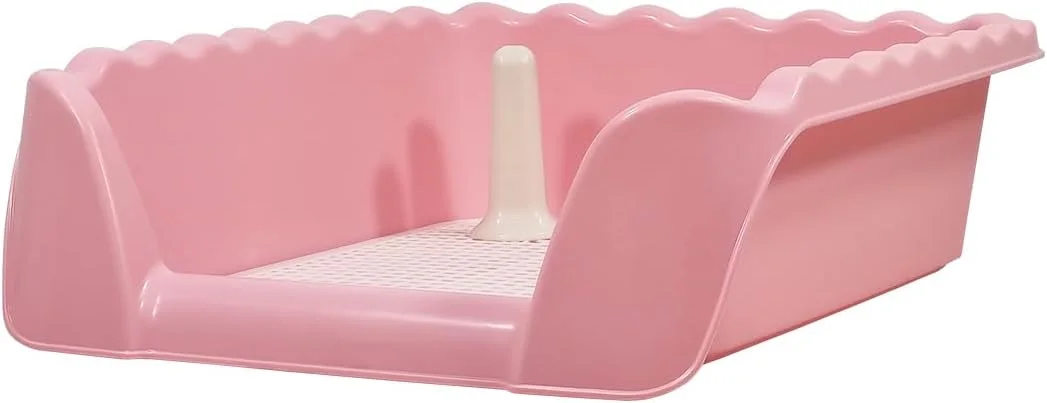 سینی آموزش ادرار سگ با نرده بلند، طراحی ستونی و توری جداشدنی، توالت ضد پاشش برای سگ های متوسط ​​تا بزرگ، ایده آل برای آموزش و استفاده روزانه، تمیز کردن آسان 53 سانتی متر (صورتی)