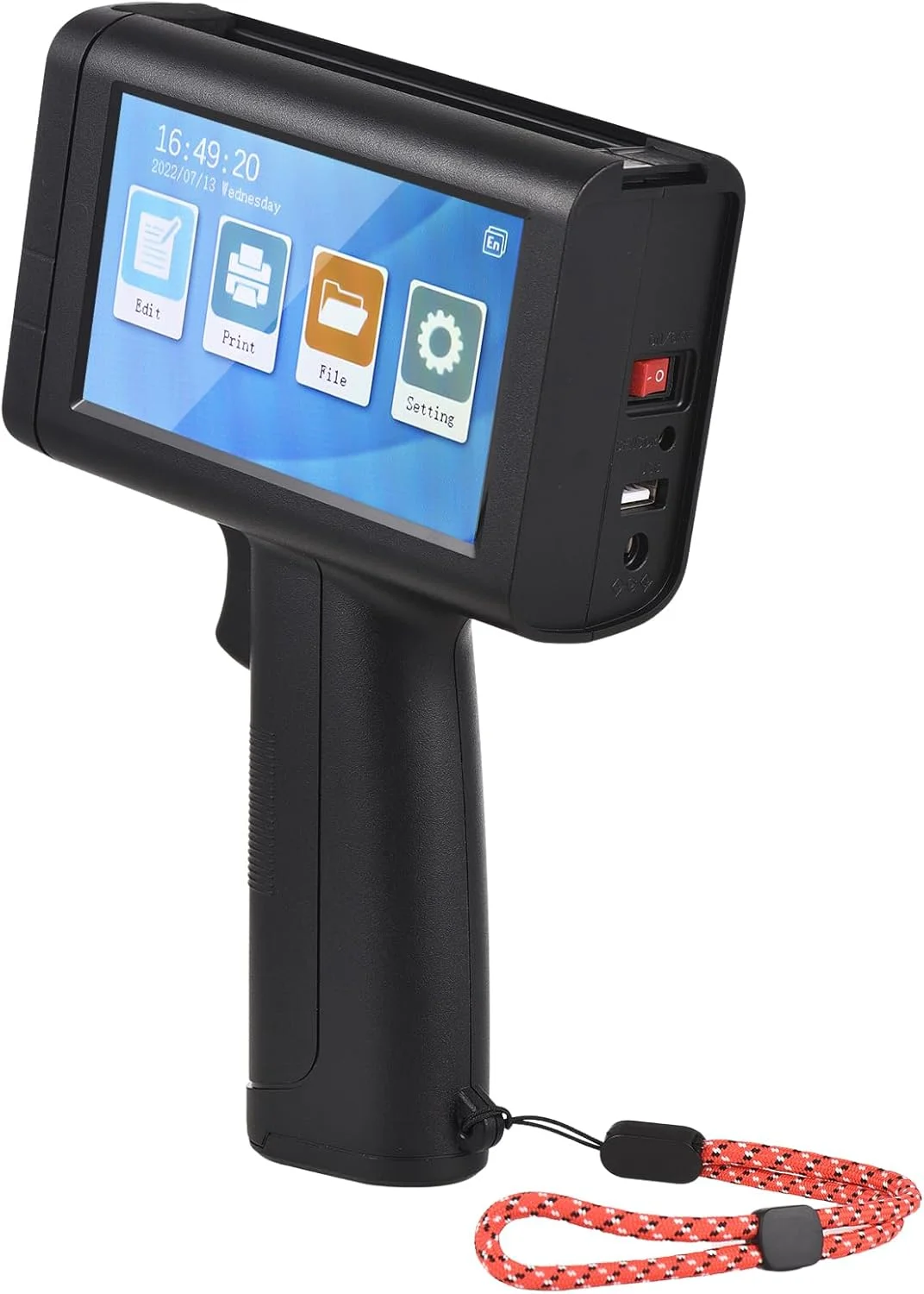 پرینتر جوهرافشان Eacam با وضوح بالا 600dpi - پرینتر جوهرافشان دستی قابل حمل با صفحه لمسی LED 4.3 اینچی و کارتریج جوهر خشک شونده سریع برای چاپ برچسب/تاریخ تولید/بارکد/لوگو