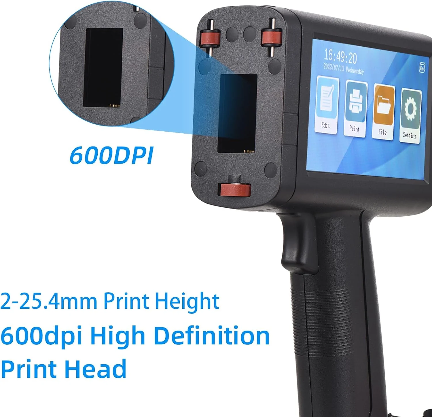 پرینتر جوهرافشان Eacam با وضوح بالا 600dpi - پرینتر جوهرافشان دستی قابل حمل با صفحه لمسی LED 4.3 اینچی و کارتریج جوهر خشک شونده سریع برای چاپ برچسب/تاریخ تولید/بارکد/لوگو پرینتر جوهرافشان Eacam با وضوح بالا 600dpi - پرینتر جوهرافشان دستی قابل حمل با صفحه لمسی LED 4.3 اینچی و کارتریج جوهر خشک شونده سریع برای چاپ برچسب/تاریخ تولید/بارکد/لوگو