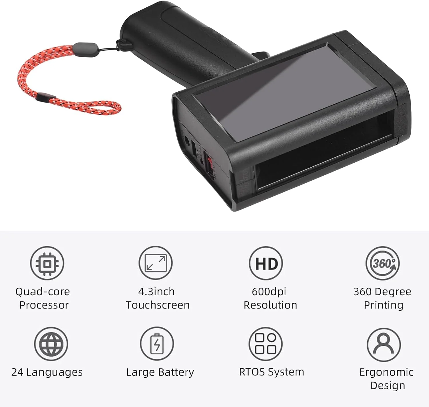 پرینتر جوهرافشان Eacam با وضوح بالا 600dpi - پرینتر جوهرافشان دستی قابل حمل با صفحه لمسی LED 4.3 اینچی و کارتریج جوهر خشک شونده سریع برای چاپ برچسب/تاریخ تولید/بارکد/لوگو پرینتر جوهرافشان Eacam با وضوح بالا 600dpi - پرینتر جوهرافشان دستی قابل حمل با صفحه لمسی LED 4.3 اینچی و کارتریج جوهر خشک شونده سریع برای چاپ برچسب/تاریخ تولید/بارکد/لوگو