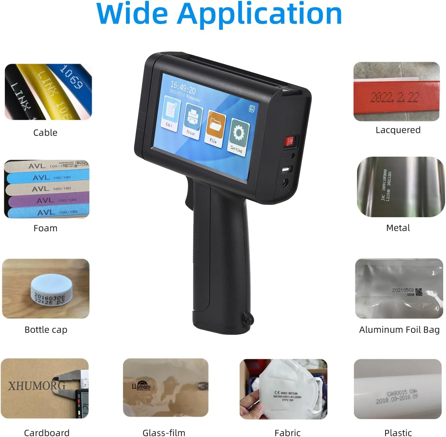 پرینتر جوهرافشان Eacam با وضوح بالا 600dpi - پرینتر جوهرافشان دستی قابل حمل با صفحه لمسی LED 4.3 اینچی و کارتریج جوهر خشک شونده سریع برای چاپ برچسب/تاریخ تولید/بارکد/لوگو پرینتر جوهرافشان Eacam با وضوح بالا 600dpi - پرینتر جوهرافشان دستی قابل حمل با صفحه لمسی LED 4.3 اینچی و کارتریج جوهر خشک شونده سریع برای چاپ برچسب/تاریخ تولید/بارکد/لوگو