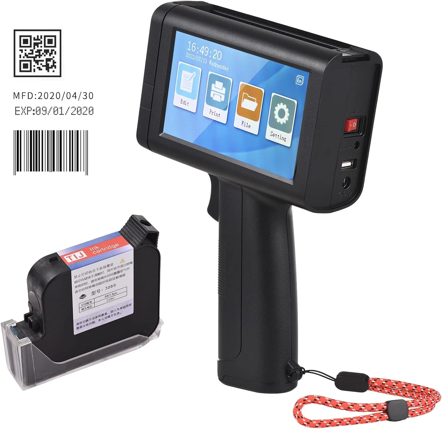 پرینتر جوهرافشان Eacam با وضوح بالا 600dpi - پرینتر جوهرافشان دستی قابل حمل با صفحه لمسی LED 4.3 اینچی و کارتریج جوهر خشک شونده سریع برای چاپ برچسب/تاریخ تولید/بارکد/لوگو پرینتر جوهرافشان Eacam با وضوح بالا 600dpi - پرینتر جوهرافشان دستی قابل حمل با صفحه لمسی LED 4.3 اینچی و کارتریج جوهر خشک شونده سریع برای چاپ برچسب/تاریخ تولید/بارکد/لوگو