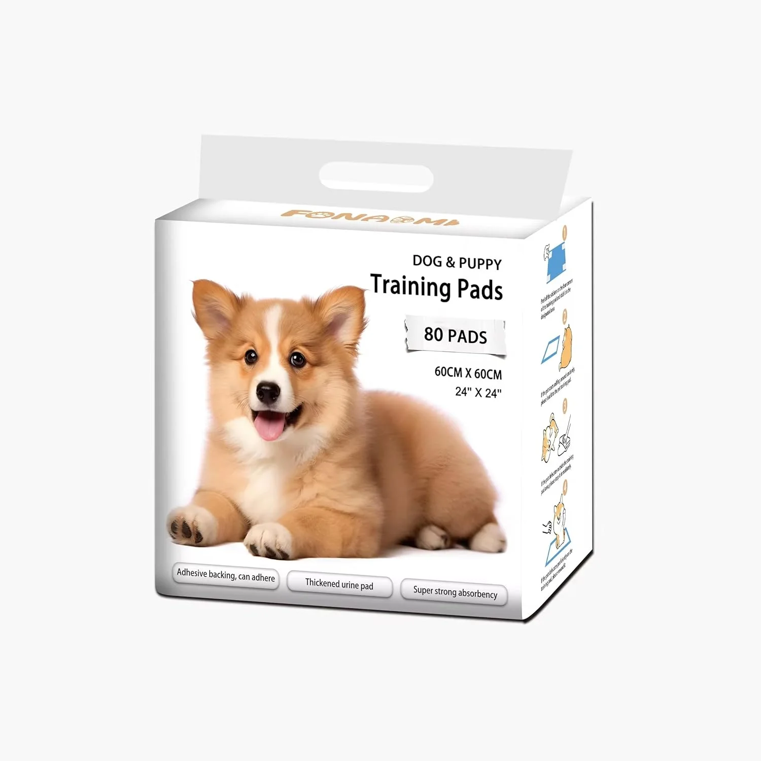 پد آموزش ادرار سگ، پدهای ضد آب و ضد نشت برای آموزش سگ و توله سگ، 80 عدد، ظرفیت بزرگ، چسب دار، جاذب، پدهای آموزش توالت، پدهای سگ
