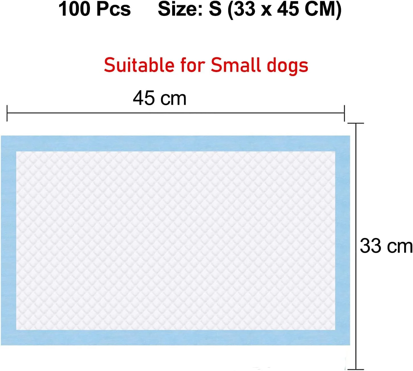 پد آموزشی سگ 100 عددی با طراحی ضد نشت، 5 لایه بسیار جاذب، مقاوم در برابر پارگی و کنترل بو، پد آموزش ادرار سگ یکبار مصرف برای نژادهای کوچک، کف را تمیز نگه دارید، 45 سانتی متر (آبی)