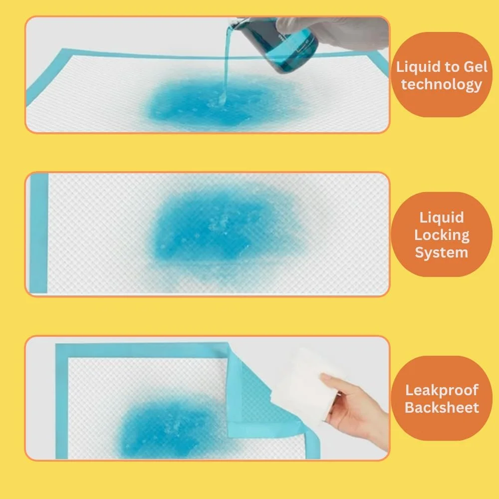 پک 50 عددی پد ادرار نودی برای حیوانات خانگی، پدهای آموزشی با قدرت جذب فوق العاده و ضد نشت، سیستم قفل مایع - 45 × 60 سانتی متر (پک 50 عددی، جادوی 5 لایه)