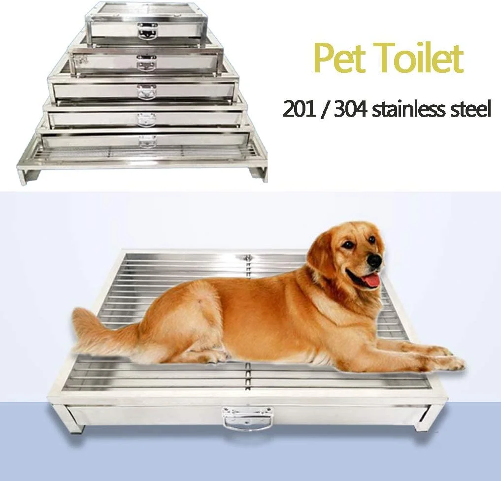 توالت سگ خانگی جعبه بستر آموزش ادرار فولاد ضد زنگ سینی کشویی توالت سگ مناسب برای سگ های کوچک و متوسط ایده آل برای ایوان بالکن پاسیو