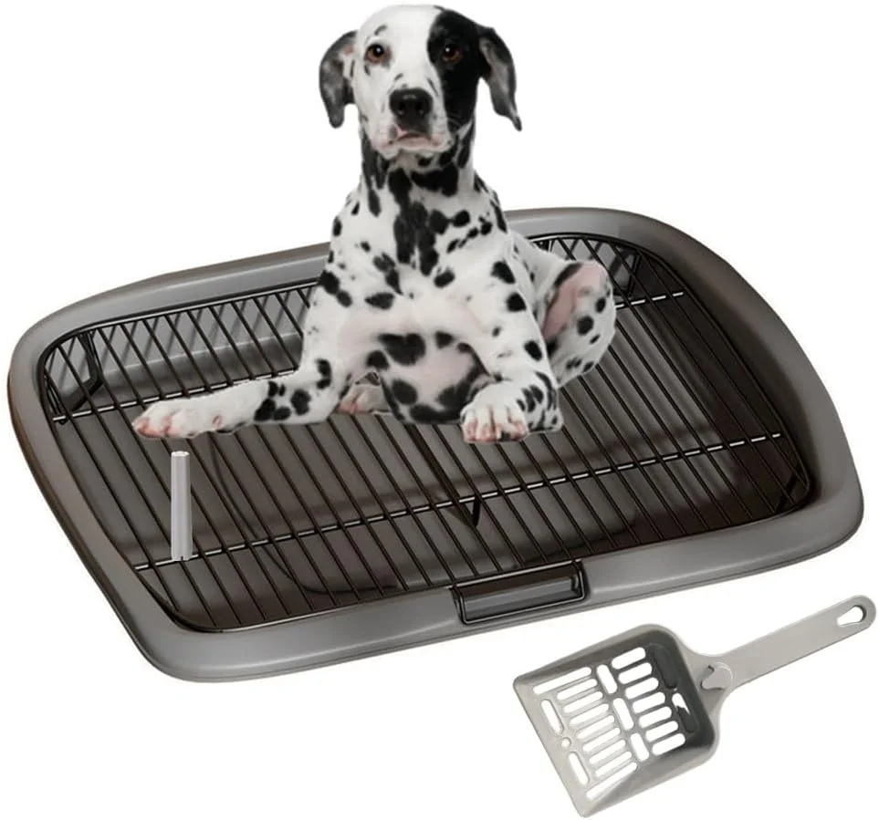 سینی آموزش ادرار حیوانات خانگی، نگهدارنده پد آموزشی، توالت سگ، سینی ادرار سگ در فضای داخلی، توری قابل جابجایی با تمیز کردن آسان (L)