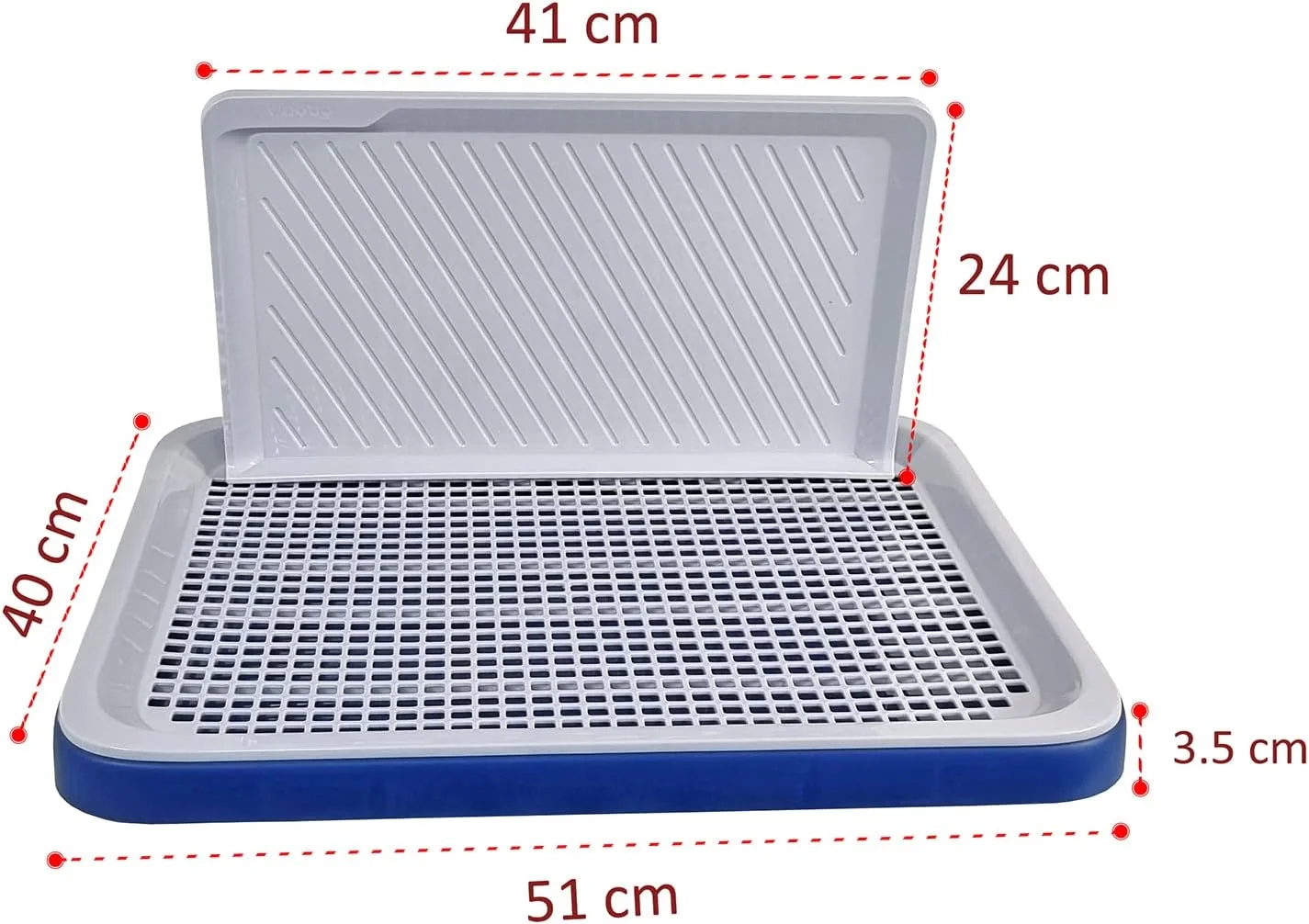 توالت آموزشی سگ برای سگ های کوچک، سینی آموزش ادرار توله سگ پلاستیکی بادوام با دیوار محافظ، طراحی جداشدنی و پایه ضد لغزش، پنجه ها را خشک و کف را تمیز نگه می دارد، مناسب فضای داخلی و خارجی 51 سانتی متر (آبی)