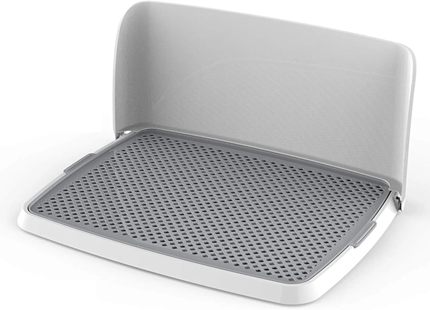 سینی آموزش دستشویی توله سگ با دیوار تاشو، توالت پلاستیکی سگ برای سگ ها و گربه های کوچک، متوسط و بزرگ، نگهدارنده پد ادرار حیوانات خانگی برای حمام (رنگ: خاکستری، اندازه: 48×36×21 سانتی متر)