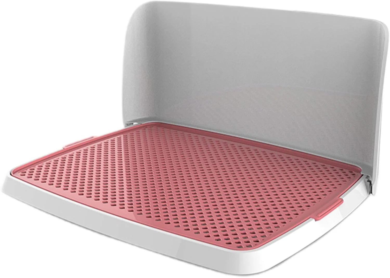 سینی آموزش دستشویی توله سگ با دیوار تاشو، توالت پلاستیکی سگ برای سگ ها و گربه های کوچک، متوسط ​​و بزرگ، نگهدارنده پد ادرار حیوانات خانگی برای حمام (رنگ: صورتی، اندازه: 63×49×28 سانتی متر)