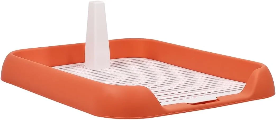 سینی آموزش توالت سگ برای سگ های کوچک تا متوسط، پد ادرار سگ پلاستیکی بادوام با طراحی ستونی و طراحی شبکه جداشدنی، تمیز کردن آسان، ایده آل برای داخل و خارج از منزل 45 سانتی متر (نارنجی)