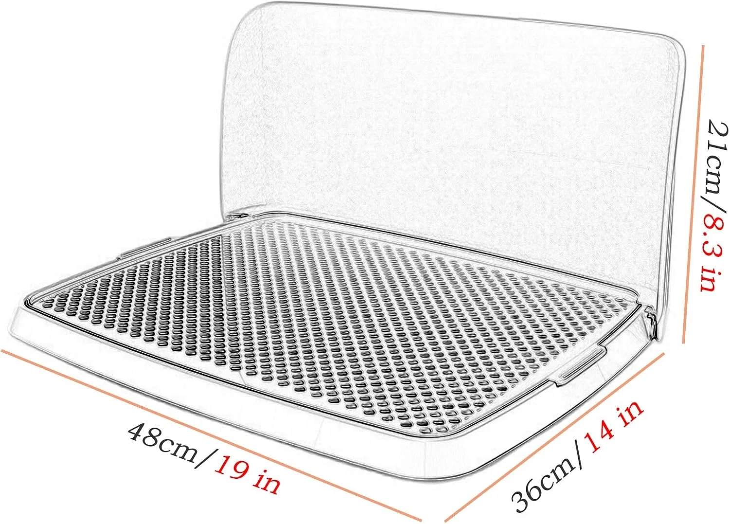 سینی آموزش دستشویی توله سگ با دیوار تاشو، توالت پلاستیکی سگ برای سگ ها و گربه های کوچک، متوسط ​​و بزرگ، نگهدارنده پد ادرار حیوانات خانگی برای حمام (رنگ: صورتی، اندازه: 48×36×21 سانتی متر)