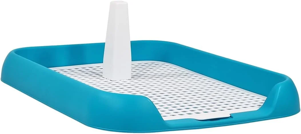 سینی آموزش توالت سگ برای سگ های کوچک تا متوسط، پد ادرار سگ پلاستیکی بادوام با طراحی ستونی و طراحی شبکه جداشدنی، تمیز کردن آسان، ایده آل برای داخل و خارج از منزل 45 سانتی متر (آبی آسمانی)