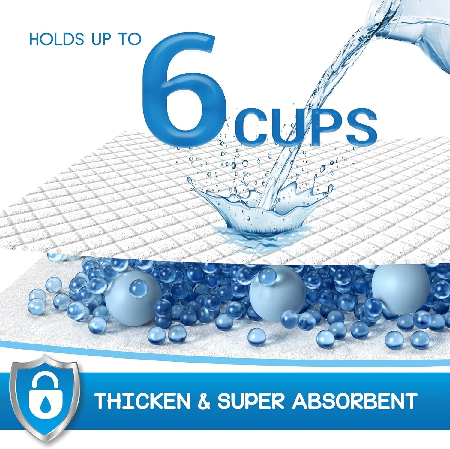 پدهای ادرار سگ کروچی، پدهای آموزشی فوق العاده بزرگ برای توله سگ، 71x86 سانتی متر، پدهای سگ تا 6 فنجان مایع را جذب می کنند، پدهای آموزشی حیوانات خانگی 6 لایه ضد نشت و خشک شونده سریع، یکبار مصرف (40 عدد)