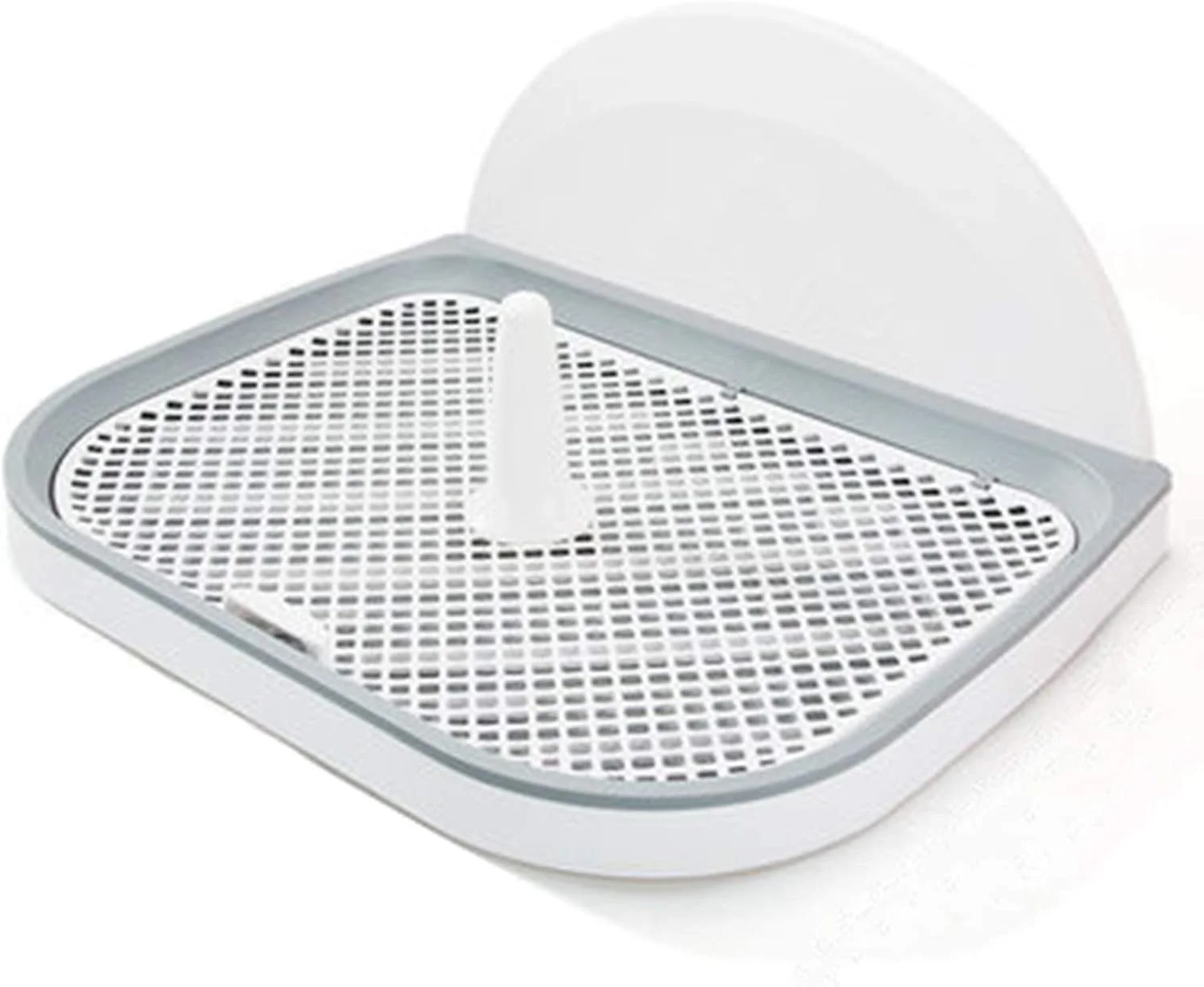 سینی آموزش توالت سگ با توری و پوشش دیواری، نگهدارنده بزرگ پد دستشویی توله سگ برای حمام، پاسیو، خانه، بالکن داخلی، پلاستیکی (رنگ: سفید، سایز: 57×45×4.5 سانتی متر)