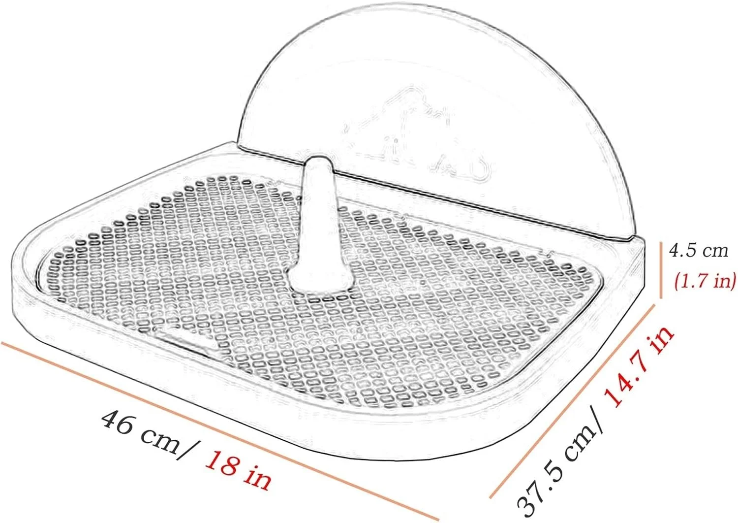 سینی آموزش توالت سگ با توری و پوشش دیواری، نگهدارنده پد ادرار توله سگ بزرگ برای حمام، پاسیو، خانه، بالکن داخلی، پلاستیکی (رنگ: آبی، اندازه: 46×37.5×4.5 سانتی متر)