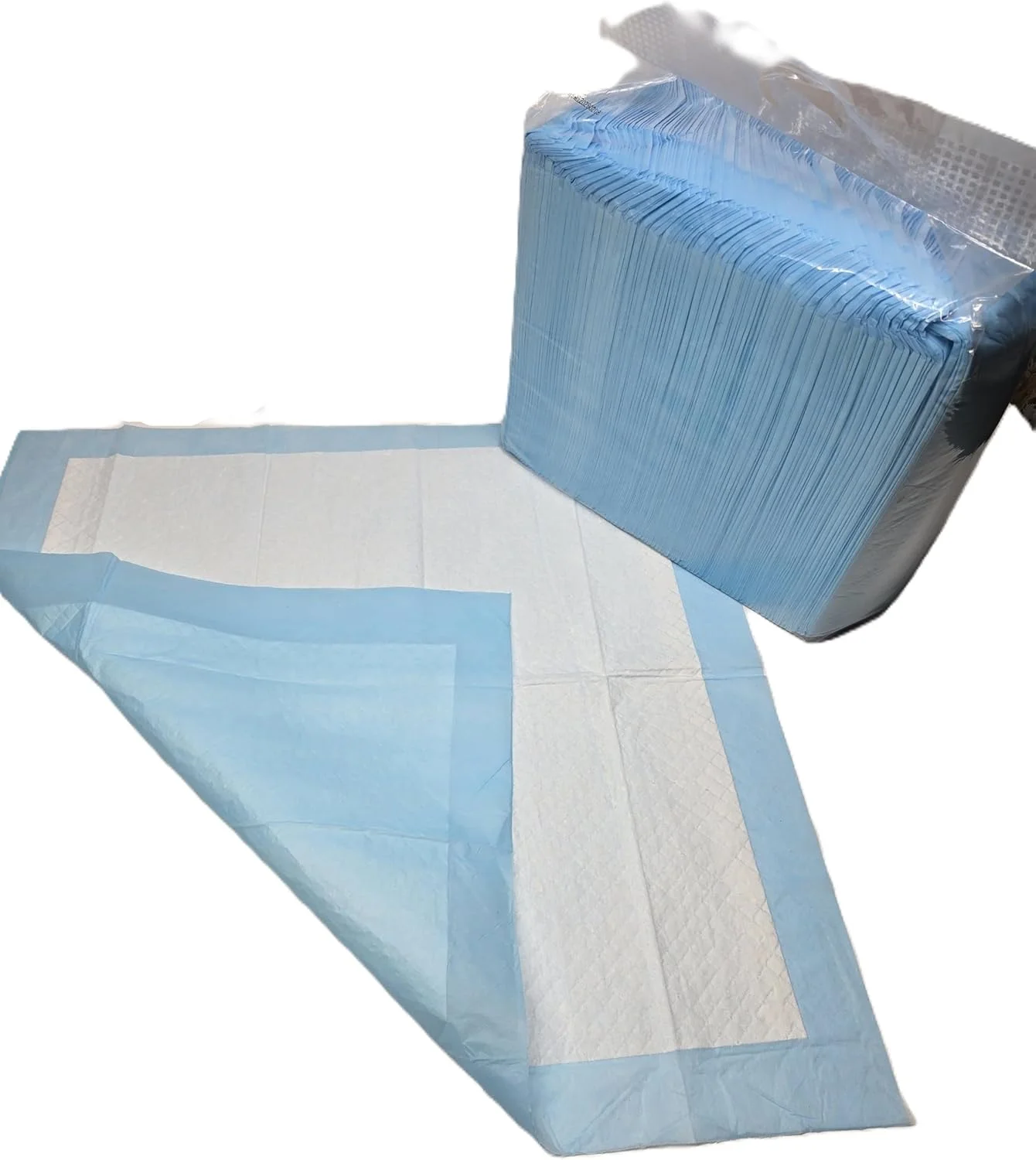 پدهای آموزشی حیوانات خانگی، بزرگ 60x60 سانتی متر، چند لایه فوق العاده جاذب، آبی و سفید، 100 عدد