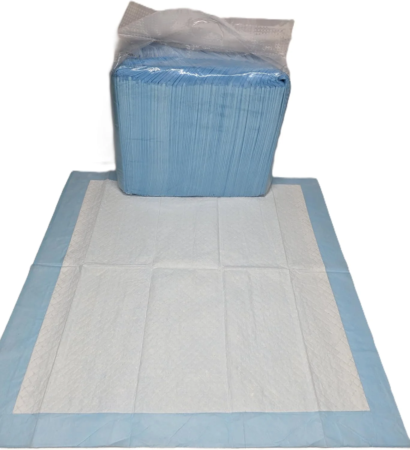 پدهای آموزشی حیوانات خانگی، بزرگ 60x60 سانتی متر، چند لایه فوق العاده جاذب، آبی و سفید، 100 عدد