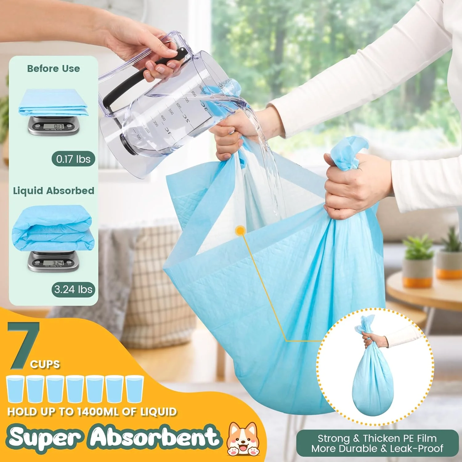 پدهای آموزشی سگ بسیار بزرگ 71 در 86 سانتی متر - بسته 30 عددی، پدهای ادرار فوق العاده جاذب برای سگ ها، پدهای توله سگ XL با خشک شدن سریع و ضد نشت، پدهای آموزشی یکبار مصرف برای سگ ها، توله سگ ها، گربه ها، خرگوش ها