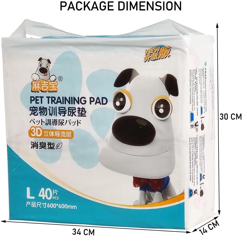 پد آموزشی حیوانات خانگی 40 عددی برای سگ های بزرگ، پدهای ادرار یکبار مصرف فوق العاده جاذب با 6 لایه، طراحی ضد نشت، مقاوم در برابر پارگی و کنترل بو، زمین را خشک و تمیز نگه می دارد 60 سانتی متر (سفید)