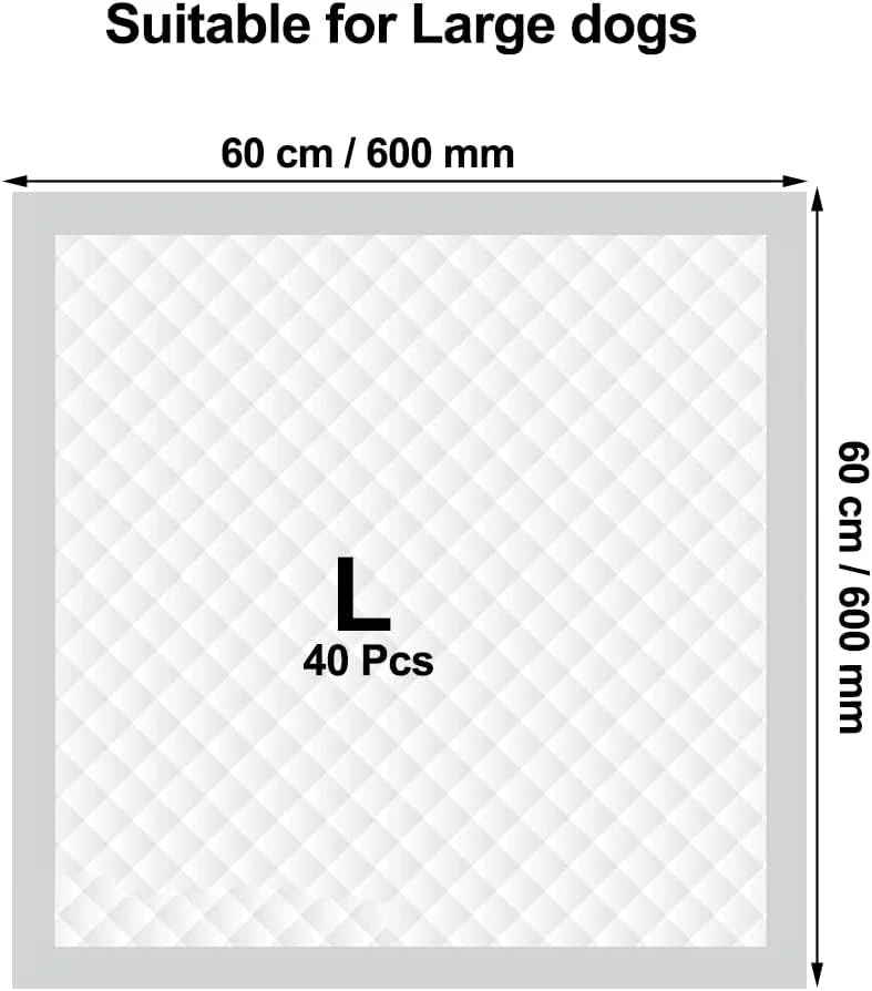 پد آموزشی حیوانات خانگی 40 عددی برای سگ های بزرگ، پدهای ادرار یکبار مصرف فوق العاده جاذب با 6 لایه، طراحی ضد نشت، مقاوم در برابر پارگی و کنترل بو، زمین را خشک و تمیز نگه می دارد 60 سانتی متر (سفید)