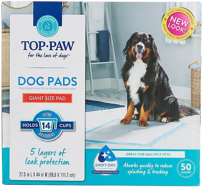 پدهای فوق العاده بزرگ سگ و توله سگ تاپ پا، 5 لایه محافظت در برابر نشت | 50 عدد