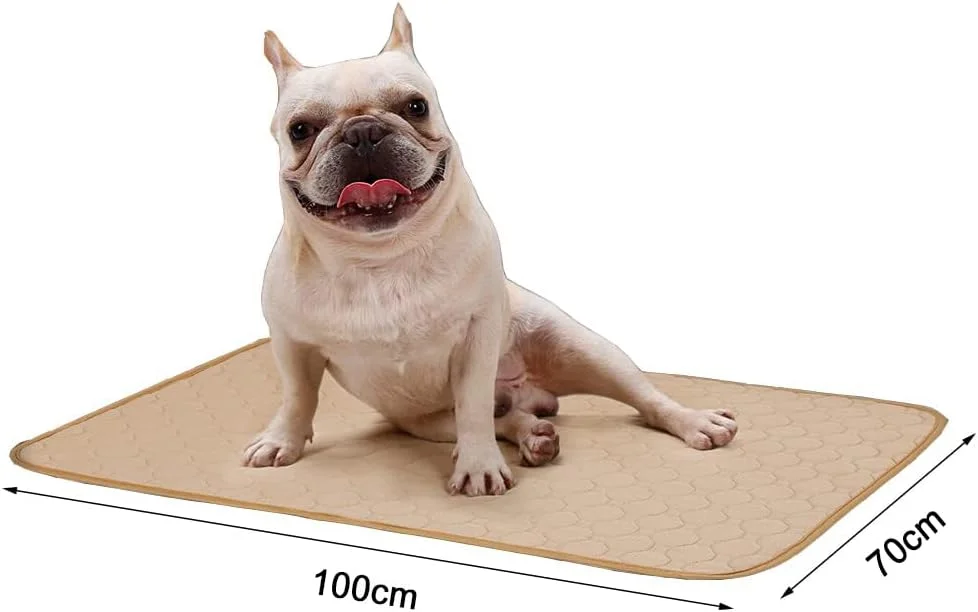 پد ادرار حیوانات خانگی TOMVAES، پد ادرار گربه و سگ، پد ادرار قابل استفاده مجدد برای سگ ها، پد آموزشی قابل شستشو برای توله سگ، پد های 4 لایه ضد آب، ضد لغزش، تنفسی و فوق العاده جاذب برای سگ و گربه، 70*100 سانتی متر، بژ