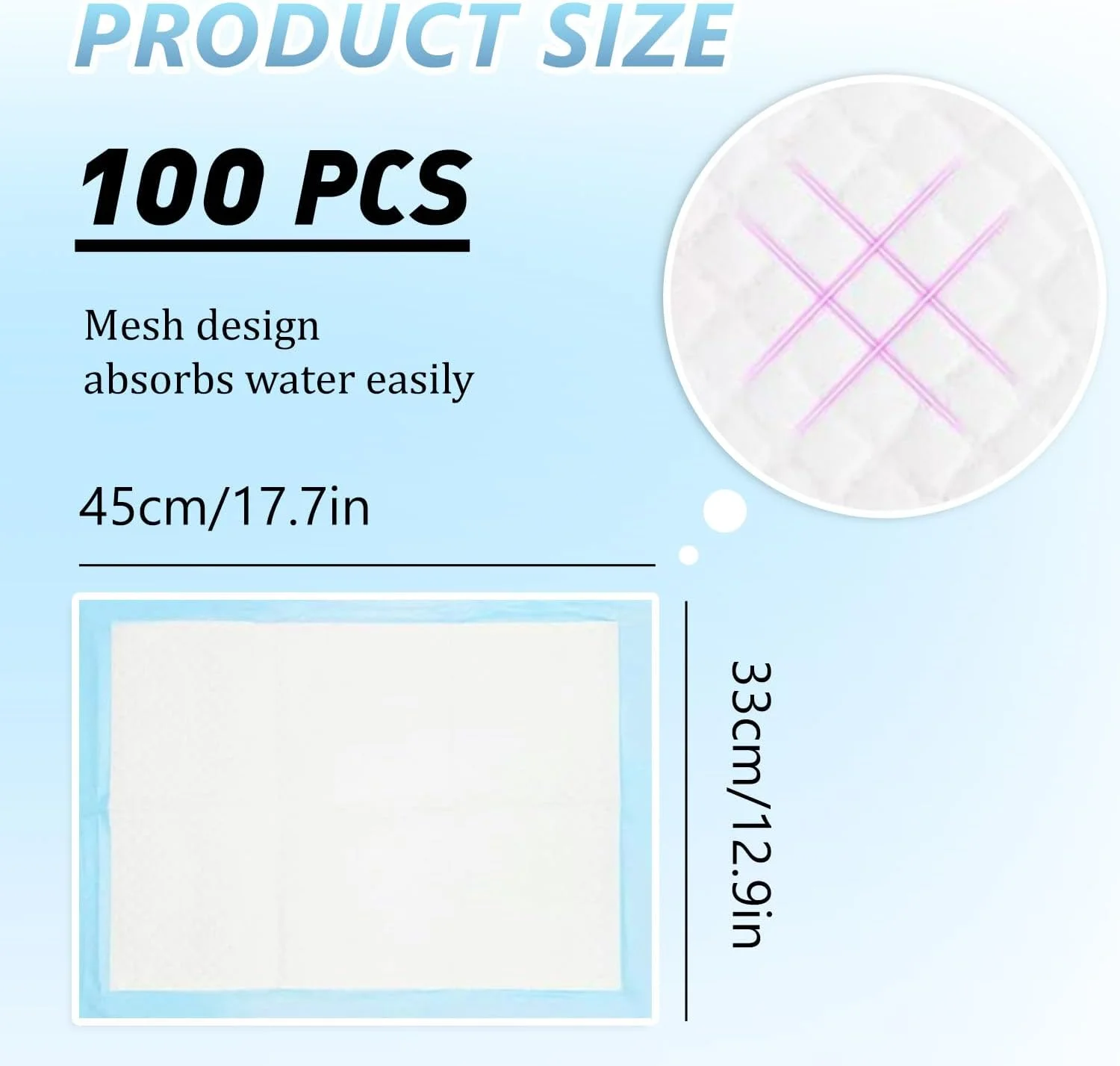 پد ادرار سگ TORMEN، بسته 100 عددی، 33 × 45 سانتی متر، پدهای آموزشی یکبار مصرف فوق العاده جاذب و ضد نشت برای حیوانات خانگی مانند خرگوش، خوکچه هندی، همستر، جوجه تیغی و گربه