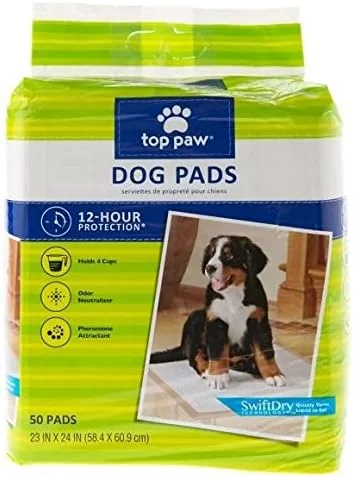 پدهای سگ تاپ پا برای آموزش توله سگ، سگ های داخل خانه یا زندگی آپارتمانی، یا سگ های مبتلا به بی اختیاری. محافظت 12 ساعته - 50 عدد